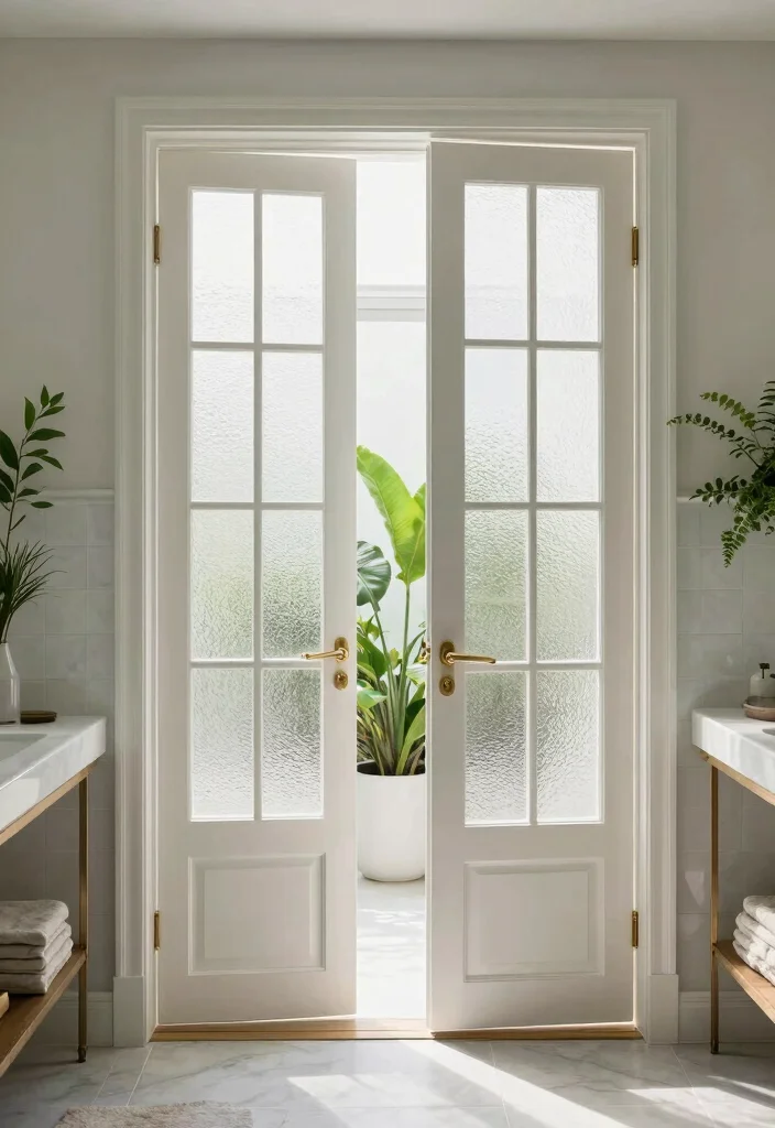 12 Modern Bathroom Door Ideas That Instantly Elevate Style 6. Elegant French Doors 0