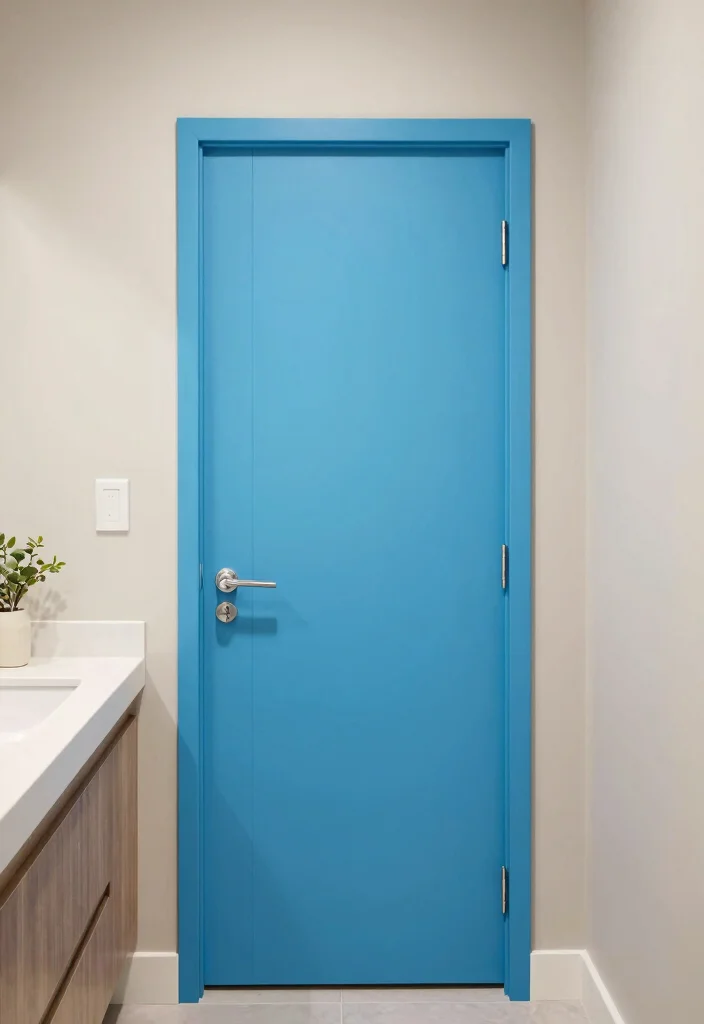 12 Modern Bathroom Door Ideas That Instantly Elevate Style 7. Colorful Accent Doors 0