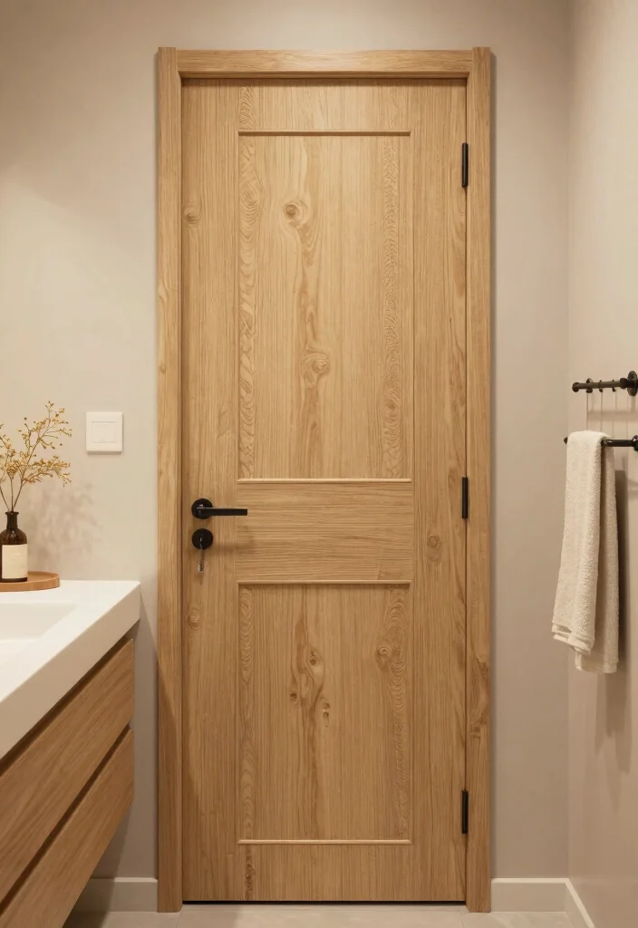 12 Modern Bathroom Door Ideas That Instantly Elevate Style 8. Textured Panel Doors 0