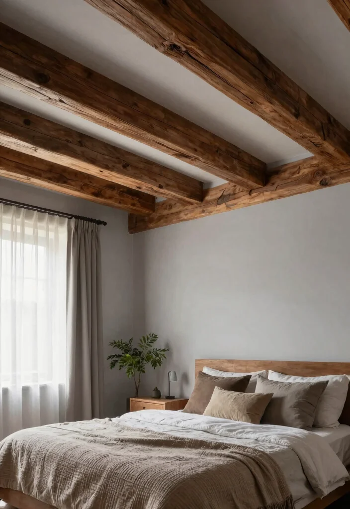 12 Modern Bedroom Ceiling Design Ideas That Wow 1. Natural Wood Beams Earthy Elegance 0