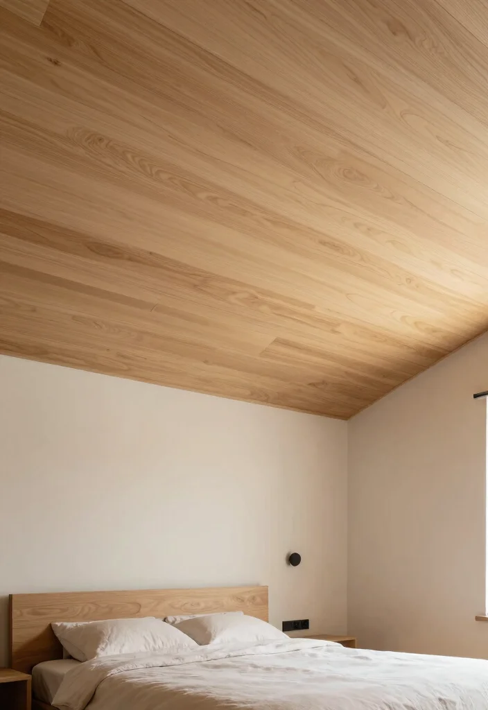 12 Modern Bedroom Ceiling Design Ideas That Wow 12. Minimalist Wood Paneling The Essence of Simplicity 0
