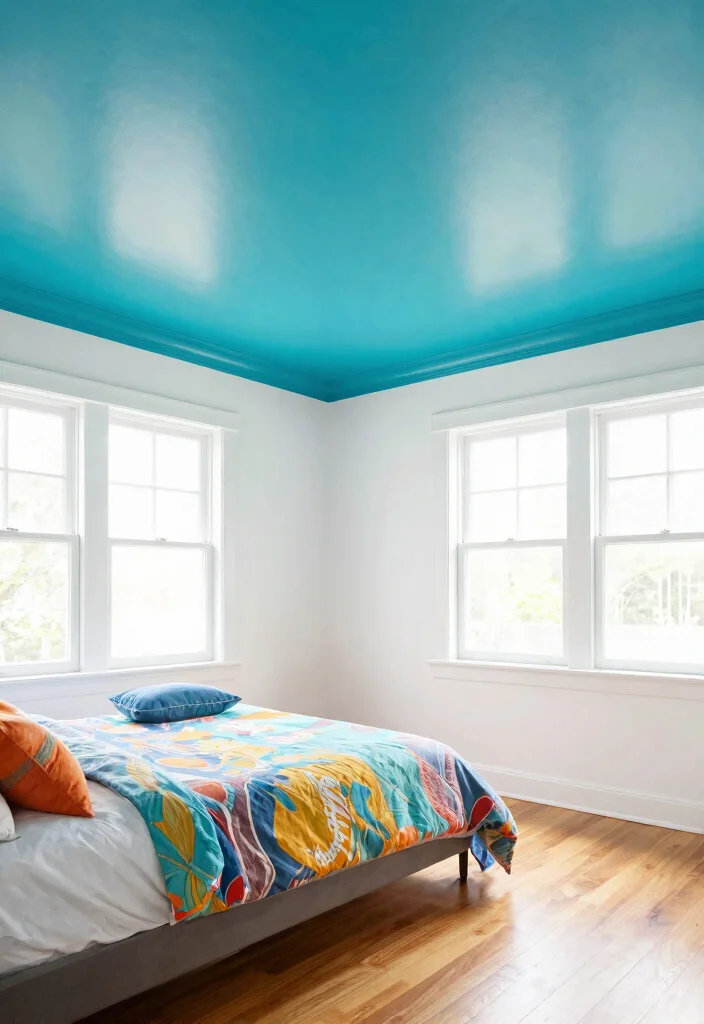 12 Modern Bedroom Ceiling Design Ideas That Wow 6. Painted Ceilings Bold and Beautiful 0