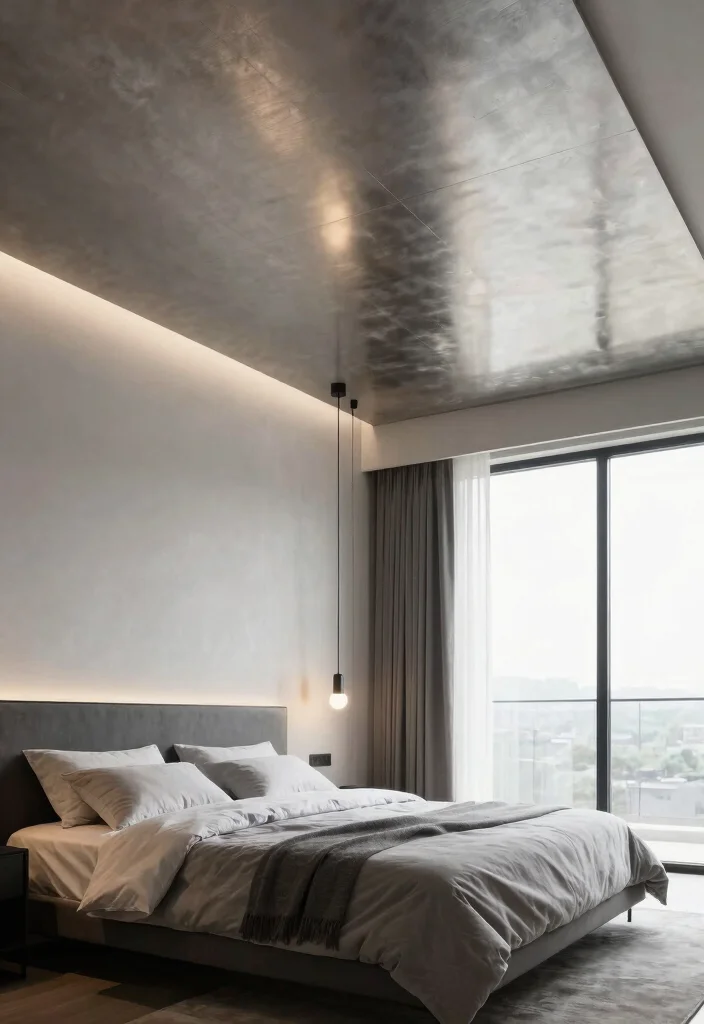 12 Modern Bedroom Ceiling Design Ideas That Wow 8. Metal Accents A Modern Edge 0