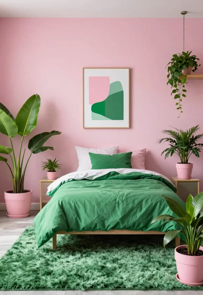 12 Pink Bedroom Ideas That Feel Stylish Not Sweet 11. Pink and Green Combination 0