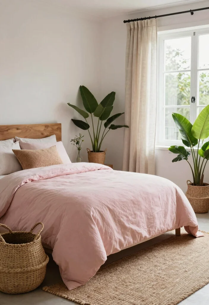 12 Pink Bedroom Ideas That Feel Stylish Not Sweet 5. Pink and Natural Textures 0