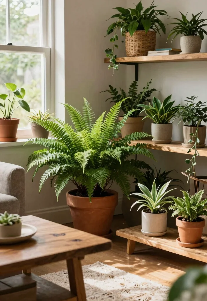 12 Primitive Living Room Ideas with Rustic Charm 11. Indoor Plants for Life 0