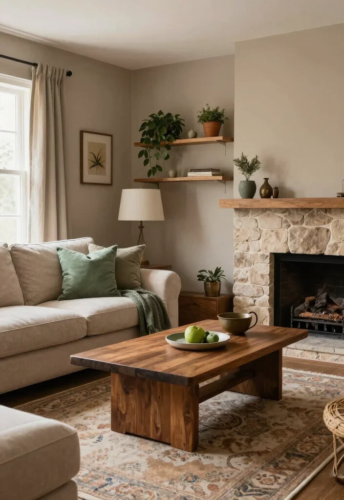 12 Primitive Living Room Ideas with Rustic Charm 4. Earthy Color Palettes 0