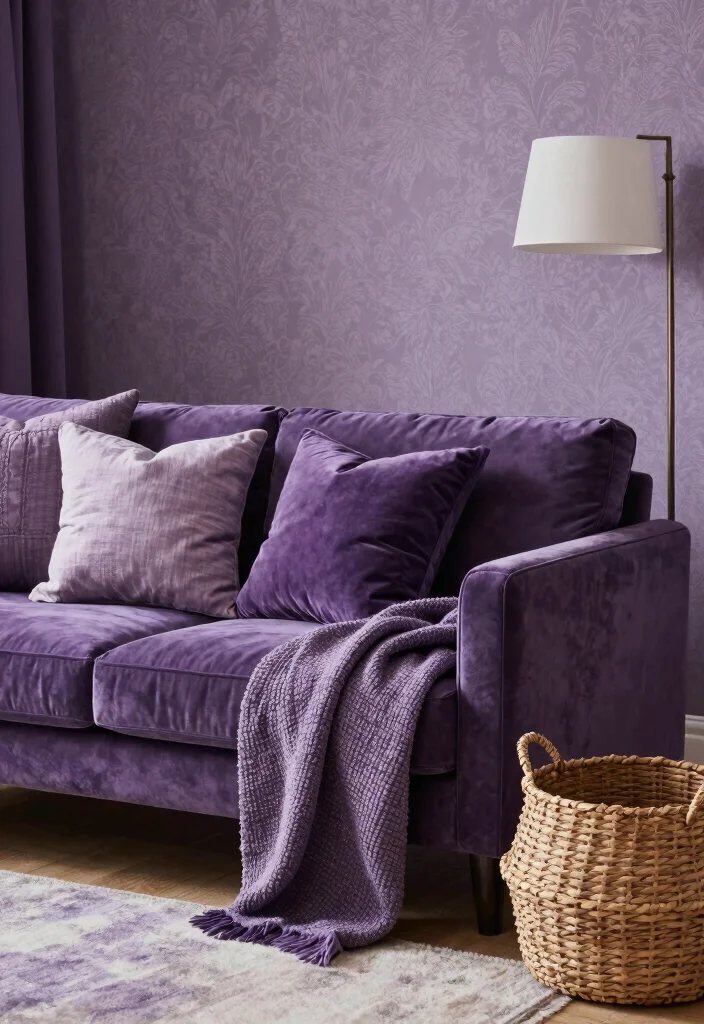 12 Purple Living Room Ideas with Bold Personality 14 12 Purple Living Room Ideas with Bold Personality 4. Layering Textures 0
