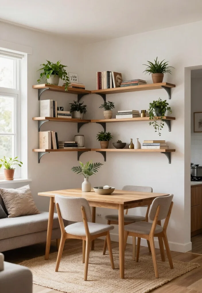 12 Small Living Dining Room Ideas That Flow Well 2. Open Shelving 0