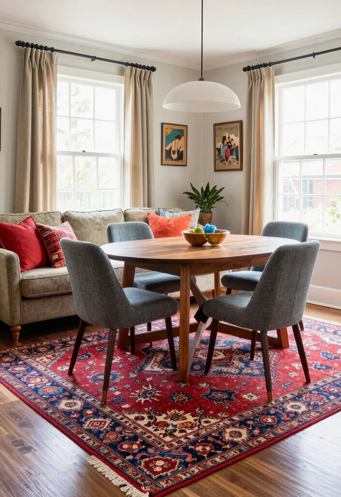 12 Small Living Dining Room Ideas That Flow Well 8. Bold Textiles 0
