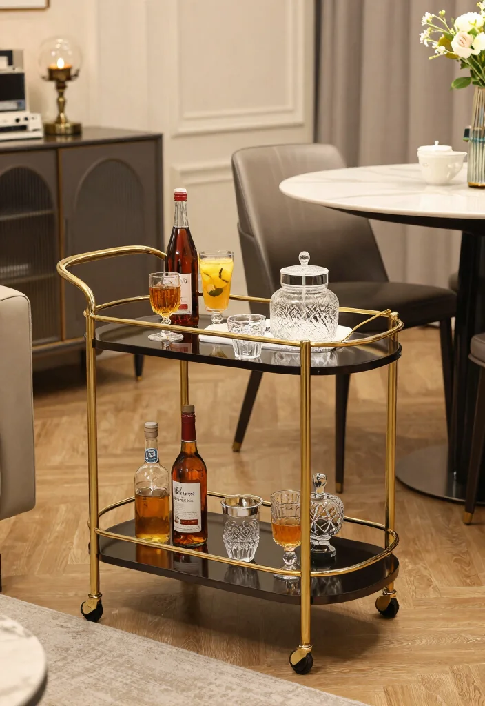 12 Small Living Room Dining Area Ideas That Work 6 12 Small Living Room Dining Area Ideas That Work 6. Incorporate a Bar Cart 0