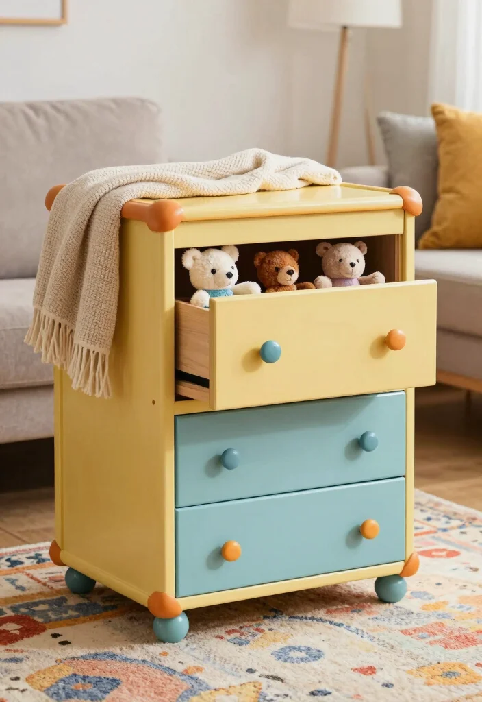 12 Toy Storage Ideas for Living Rooms That Stay Tidy 4. Upcycled Furniture 0
