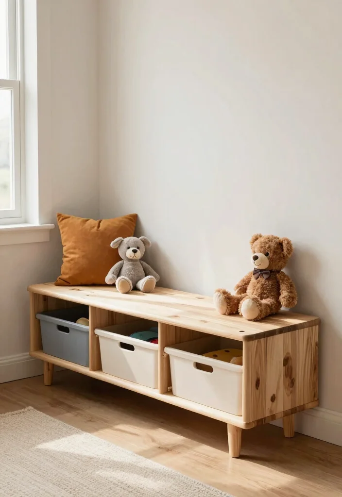 12 Toy Storage Ideas for Living Rooms That Stay Tidy 6. Stylish Toy Storage Bench 0