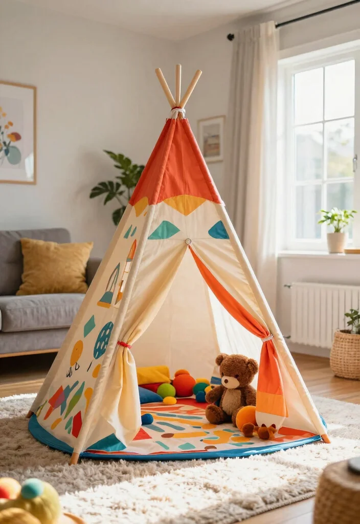 12 Toy Storage Ideas for Living Rooms That Stay Tidy 7. Playful Hideaway Tents 0