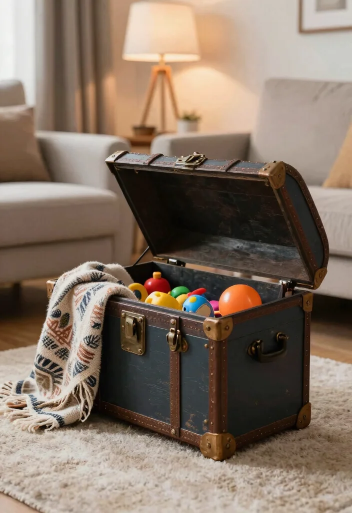 12 Toy Storage Ideas for Living Rooms That Stay Tidy 9. Attractive Toy Trunks 0