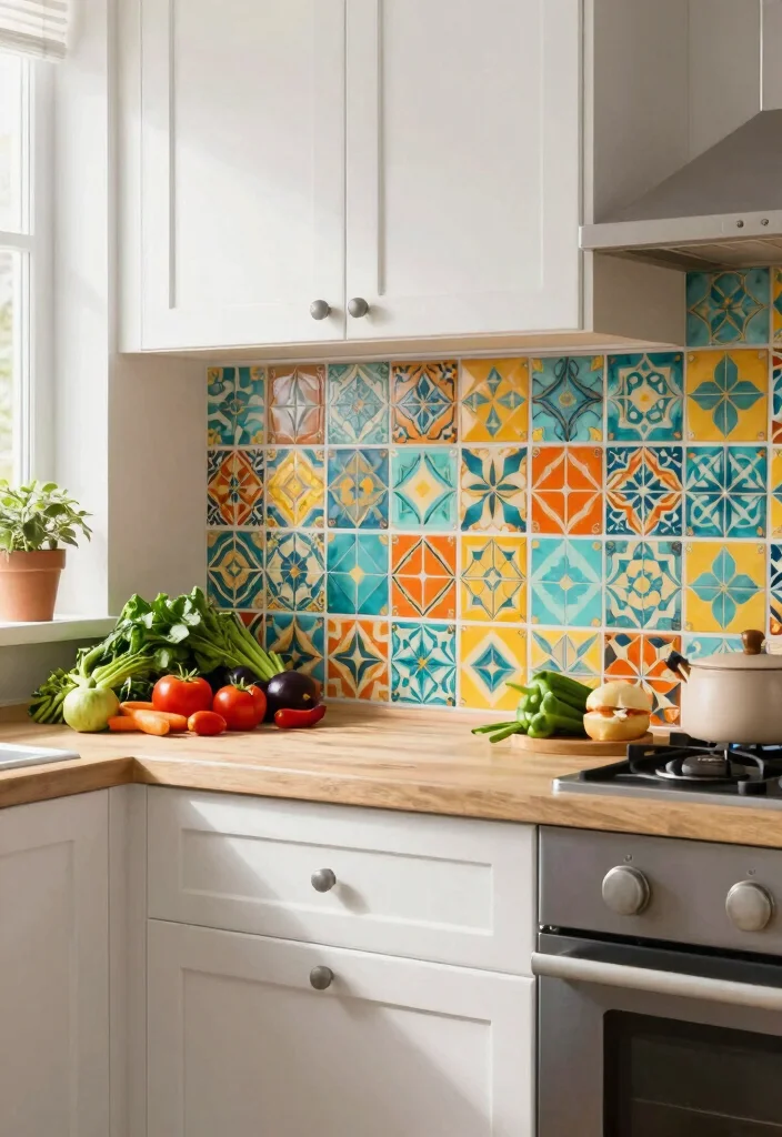 12 Traditional Indian Kitchen Ideas with Modern Touch 3. Colorful Tile Backsplashes 0