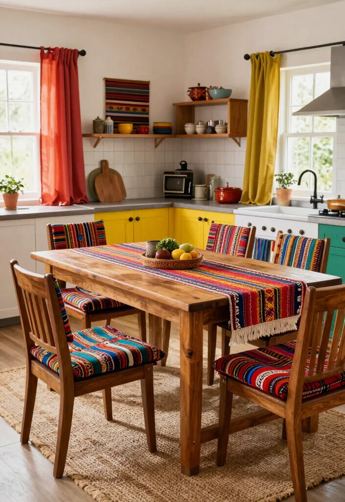 12 Traditional Indian Kitchen Ideas with Modern Touch 5. Ethnic Textiles and Rugs 0