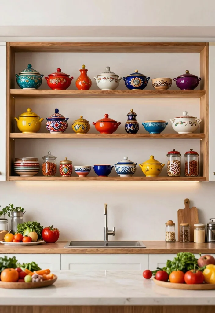 12 Traditional Indian Kitchen Ideas with Modern Touch 7. Open Shelving for Display 0