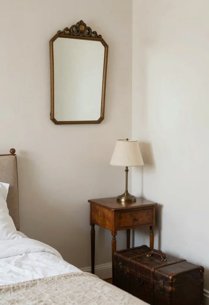 12 Women Bedroom Ideas with Soft Elegant Touches 6. Vintage Finds for Character 0