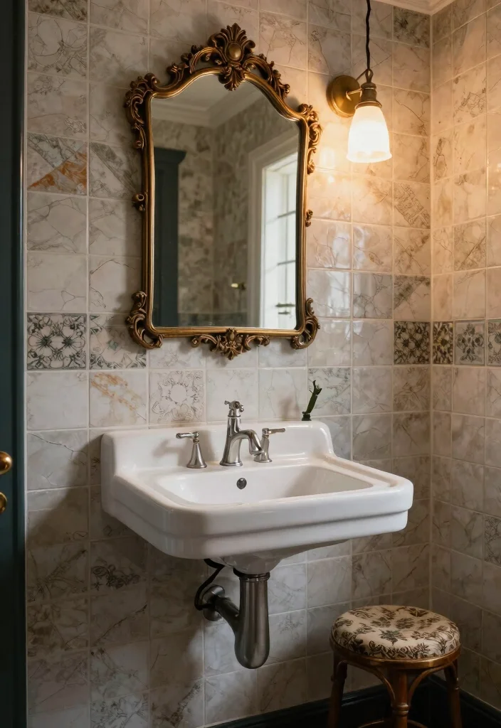14 Bathroom Interior Ideas for a Polished Modern Look 6. Vintage Accents in a Modern Space 0