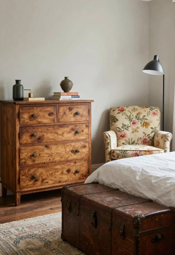 14 Bedroom Home Decor Ideas for a Finished Look 15 14 Bedroom Home Decor Ideas for a Finished Look 5. Opt for Vintage Furniture 0