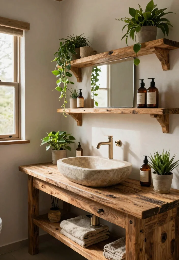 14 Earthy Bathroom Ideas with Natural Textures and Warm Tones 2 14 Earthy Bathroom Ideas with Natural Textures and Warm Tones 2. Reclaimed Wood Elements 0