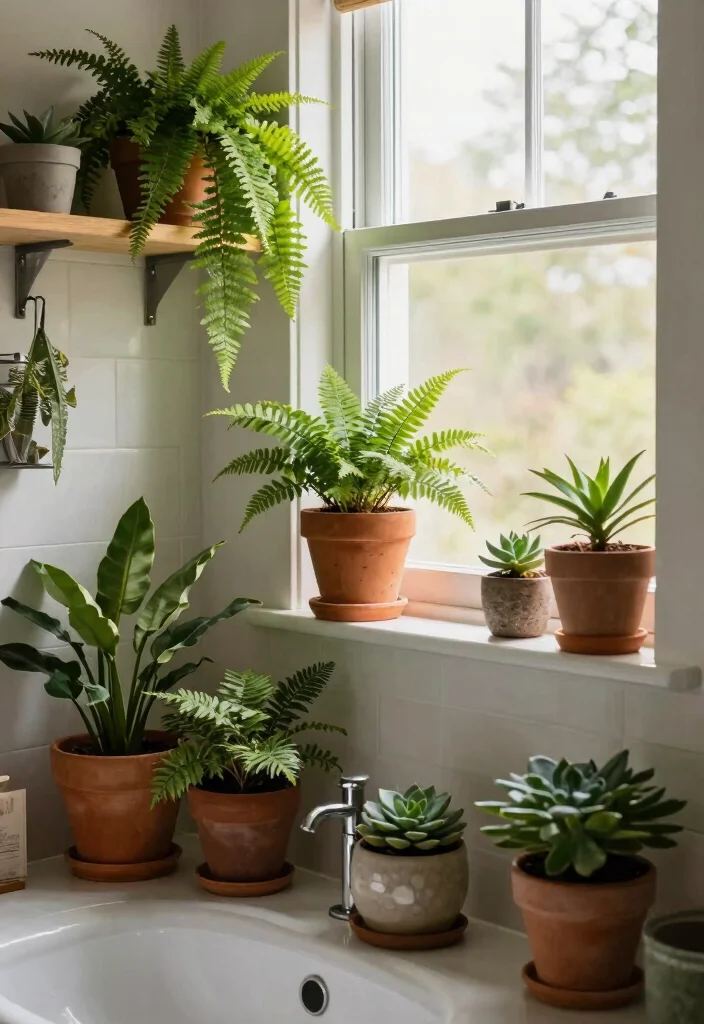 14 Earthy Bathroom Ideas with Natural Textures and Warm Tones 27 14 Earthy Bathroom Ideas with Natural Textures and Warm Tones 7. Indoor Plants 0