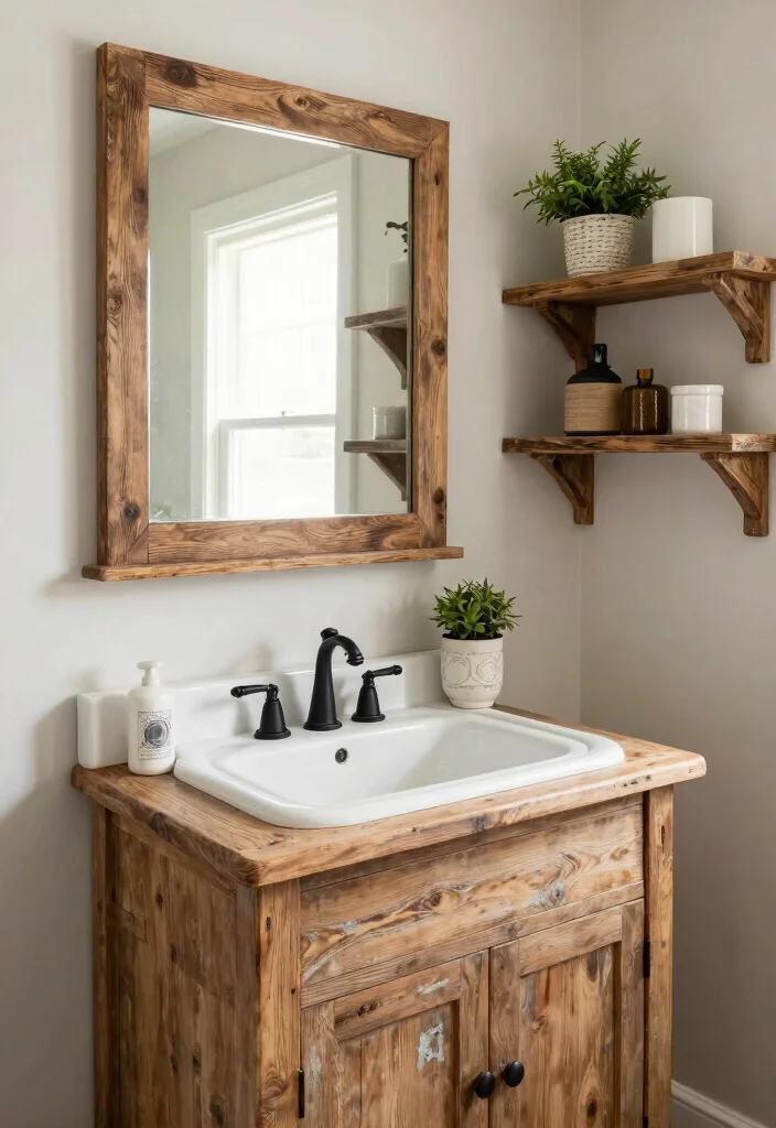 14 Elegant Bathroom Ideas That Feel Timeless and Refined 7. Reclaimed Wood Accents 0