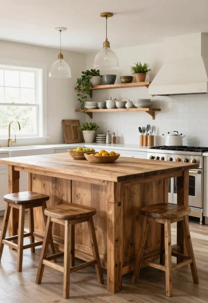 14 Kitchen Island Ideas with Seating Everyone Loves 42 14 Kitchen Island Ideas with Seating Everyone Loves 12. Rustic Farmhouse Island with Open Shelving 0