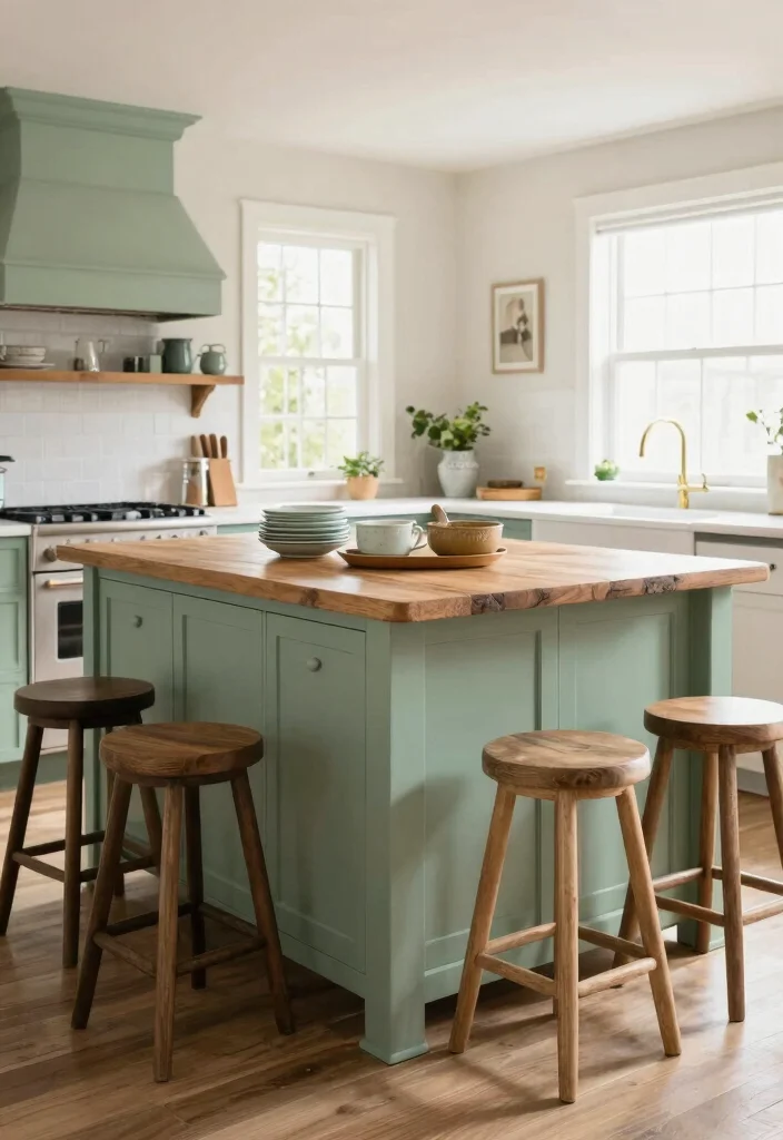 14 Kitchen Island Ideas with Seating Everyone Loves 17 14 Kitchen Island Ideas with Seating Everyone Loves 7. Charming Painted Island 0