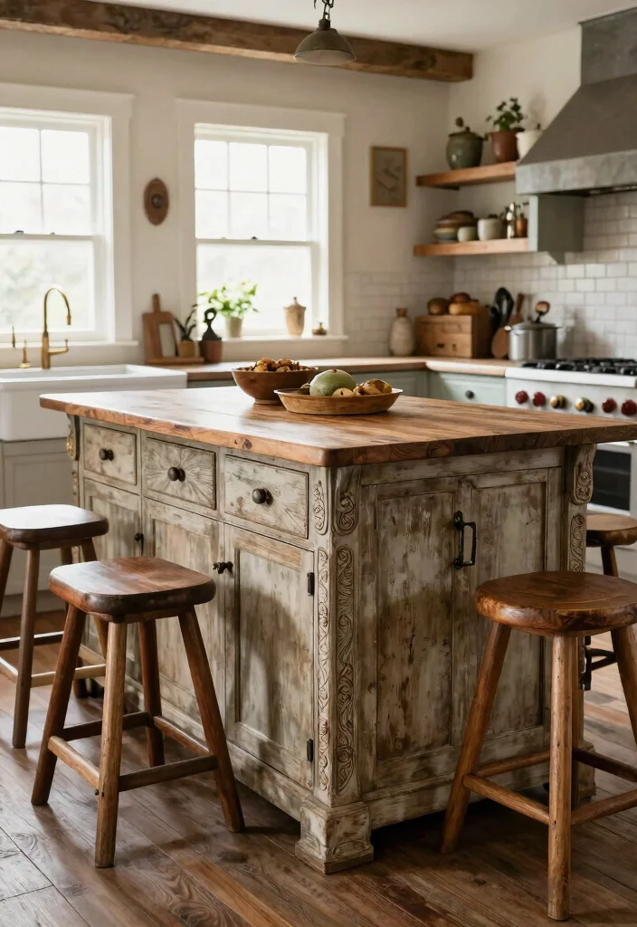 14 Kitchen Island Ideas with Seating Everyone Loves 19 14 Kitchen Island Ideas with Seating Everyone Loves 9. Vintage Farmhouse Island 0