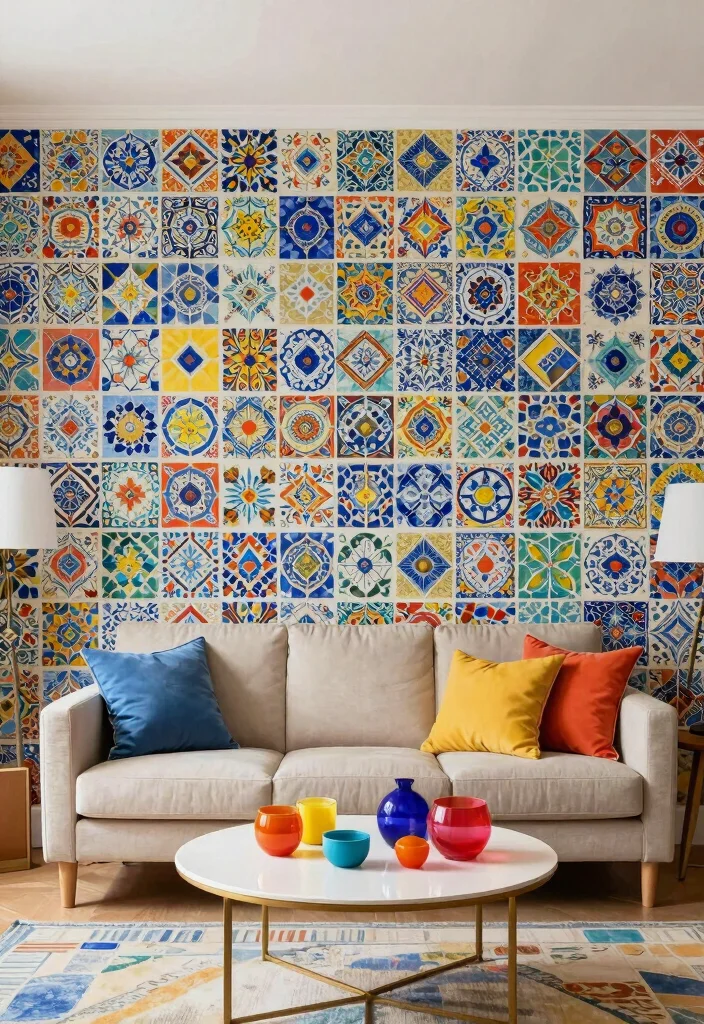 14 Living Room Wallpaper Ideas That Make a Statement 12. Mosaic Inspiration 0