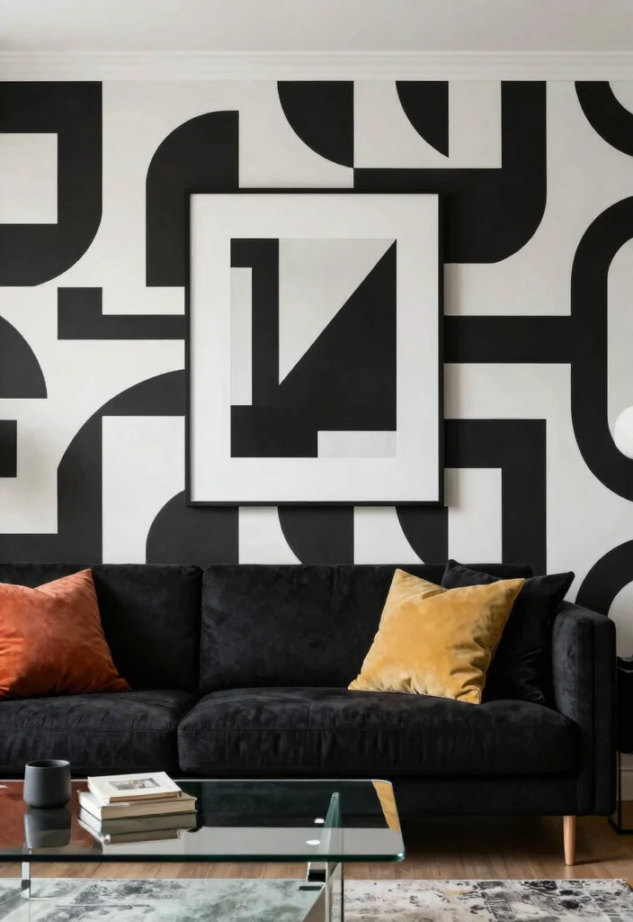 14 Living Room Wallpaper Ideas That Make a Statement 3. Geometric Patterns 0