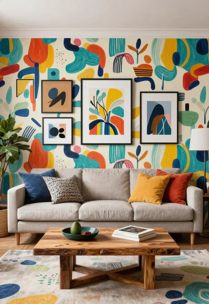 14 Living Room Wallpaper Ideas That Make a Statement 7. Artistic Inspirations 0