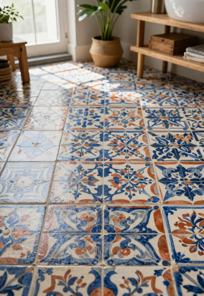 14 Mediterranean Bathroom Design Ideas with Old World Charm 1. Vintage Tile Designs 0