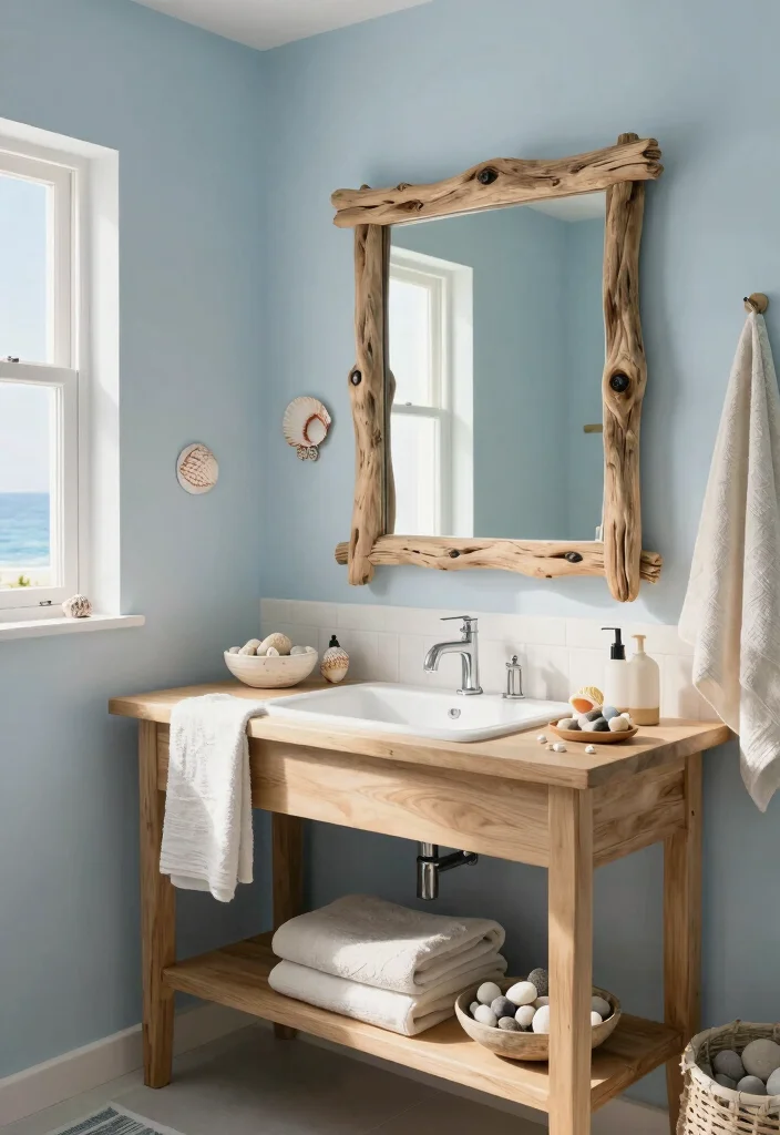 14 Mediterranean Bathroom Design Ideas with Old World Charm 3. Coastal Bathroom Accents 0