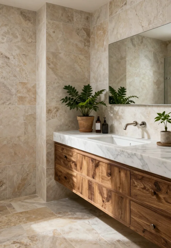 14 Mediterranean Bathroom Design Ideas with Old World Charm 5. Intricate Stonework 0