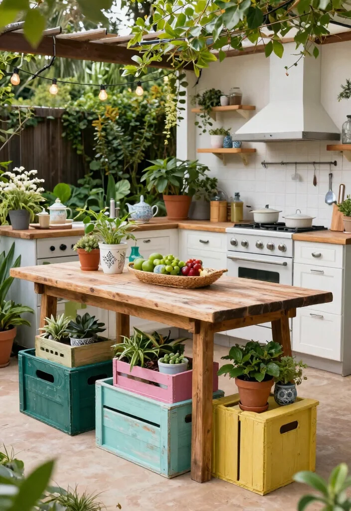 14 Outdoor Kitchen Design Ideas for Entertaining 11. Upcycled Furniture and Decor 0
