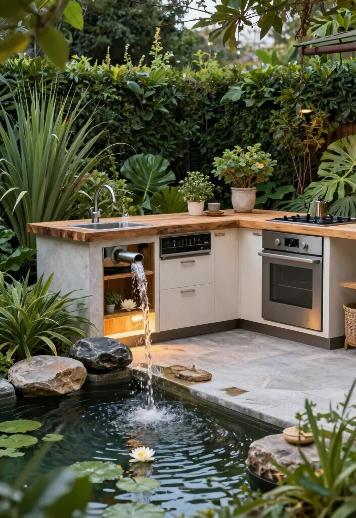 14 Outdoor Kitchen Design Ideas for Entertaining 5. Sustainable Water Features 0