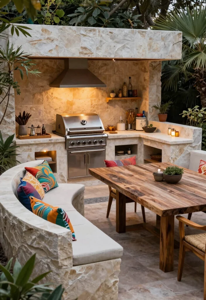 14 Outdoor Kitchen Design Ideas for Entertaining 7. Built in Seating Areas 0