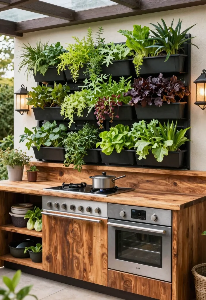14 Outdoor Kitchen Design Ideas for Entertaining 9. Vertical Gardens for Fresh Ingredients 0